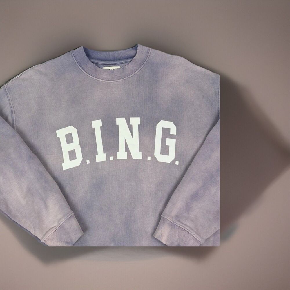 Anine Bing Tyler Sweatshirt Washed Lavender Size XL - Picture 3 of 11